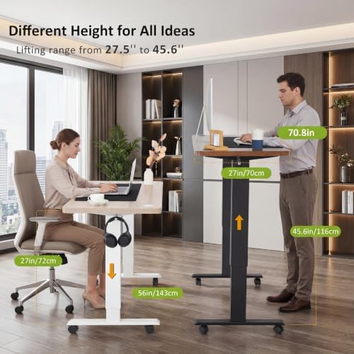 farexon Electric Standing Desk 71 x 28in with Outlets,Rolling Stand up Desk with Oversized Mouse Pad, Wheels,3 USB Ports & 3 Power Outlets,4 Preset Heights Easy to Set for Home Office(Brown)