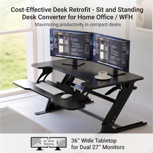 Standing Desk Converter 36 x 24 Inches, Height Adjustable