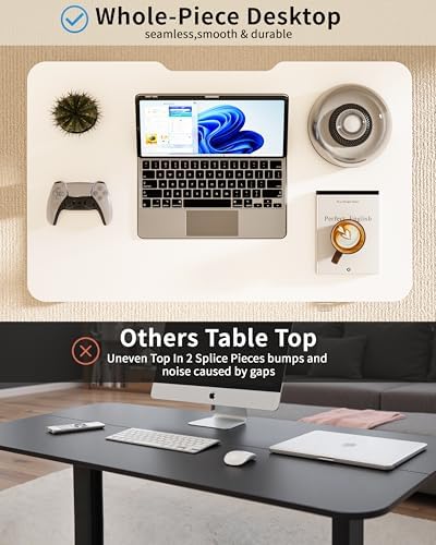 Okin Electric Standing Desk 31.5x19.7 Inches Small Computer Desk-Whole Piece Stand up Desk with Wheels Gaming Rolling Home Office Desks, White