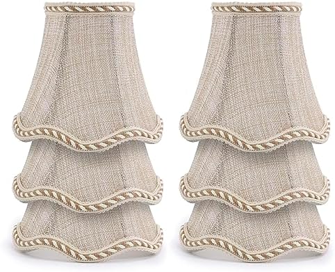 Fuloon Small Clip on Chandelier Lamp Shades, 6 Pack, Sand Beige