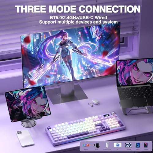 AULA S98 Pro Wireless Mechanical Gaming Keyboard with Screen, Knob, 96 Keys