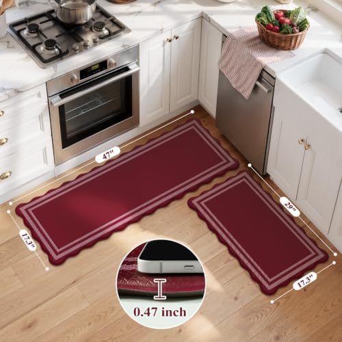 KIMODE Anti Fatigue Kitchen Mats, Christmas Decor Red Kitchen Runner Rugs