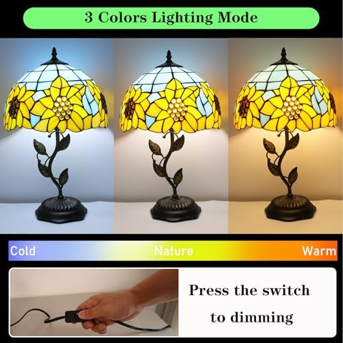 Tiffany Table Lamp Sunflower Style Stained Glass Lamp