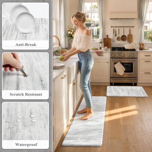 KIMODE Anti Fatigue Kitchen Mats for Floor, Abstract Farmhouse Kitchen Rugs