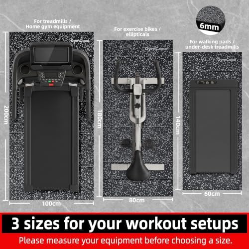 GymCope Foldable Treadmill Mat for Hardwood Floors Carpet, 6mm Exercise Mat
