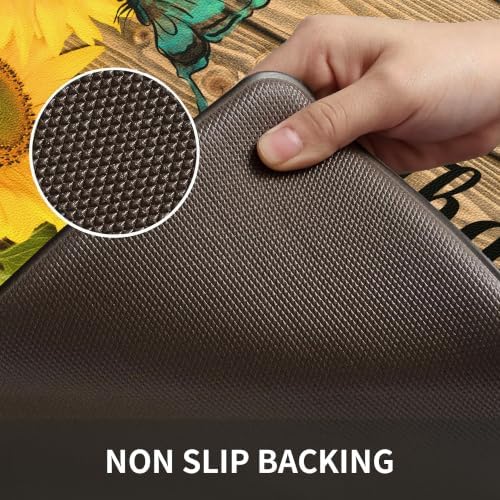 Farmhouse Sunflower Kitchen Decor Mat, Extra Long Anti Fatigue Mat