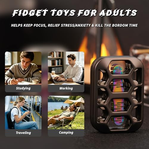 Fidget Toys Adults Openwork Design Metal Fidget Slider EDC Fidget Toys Adults Decompression Desk Toys to Relief Anxiety and Stress for ADD, ADHD & Autism (Gray)