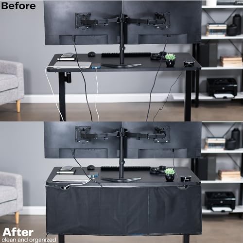 VIVO Black Under Desk 48 in Cable Management Sleeve, DESK-SKIRT-48