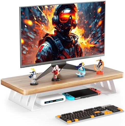 Monitor Stand Riser, 24 Inch Wood Desk Monitor Riser for Laptop/PC/Printer