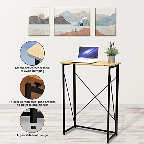 Ytaoka Folding Laptop Computer Desk, Standing Desk, 31in Small Desk for Sitting or Standing, No Need to Assembly, Suitable for Home, Office, Writing (Wood Board Color)