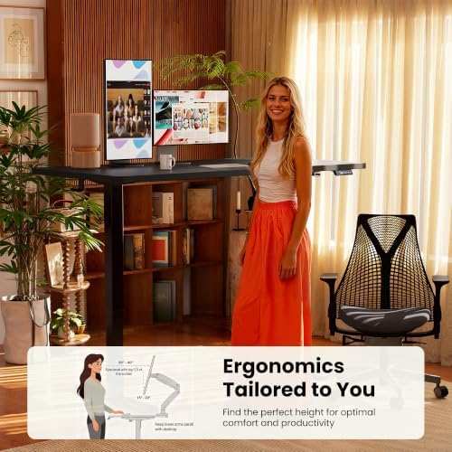 ErGear Height Adjustable Electric Standing Desk, 55 x 28 Inches Sit Stand up Desk, Memory Computer Home Office Desk, Carbon Fiber Black