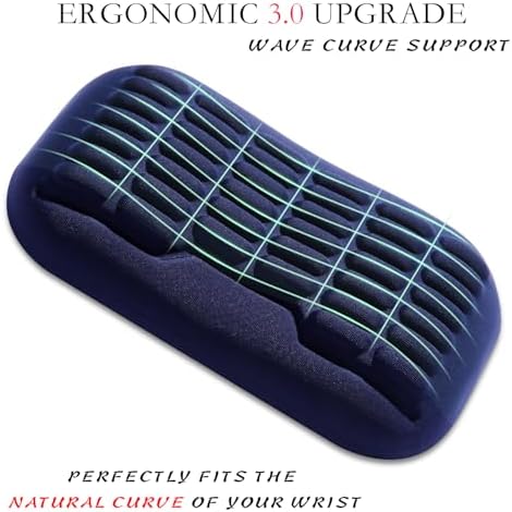 UnivoColors Ergonomic Mouse Wrist Rest,Latest 3.0 Wave Curve Design,High-Resilience Memory Foam Non-Slip Base,Reduces Wrist Fatigue,Ideal for Office Gaming & Long Hours of Use(Navy)