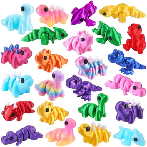 JOICEE 24Pcs 3D Printed Dinosaur Animals Mini Dinosaur Fidget Toys