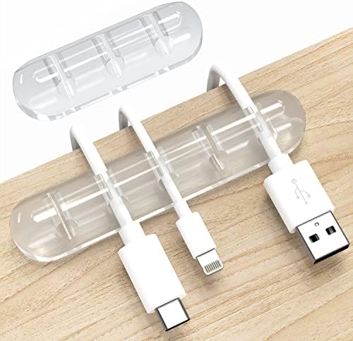 INCHOR Cord Organizer, Clear Cable Clips Cable Management, Cable Organizers USB Cable Holder Wire Organizer Cord Clips, 2 Packs Cord Holder for Desk Car Home and Office (5, 3 Slots)