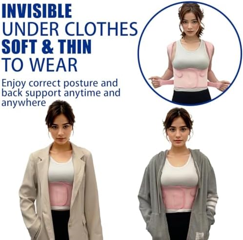 Posture Corrector for Women and Men - Adjustable Back Brace for Pain Relief - Enhances Posture and Provides Lumbar Support - Upper and Lower Back Straightener - Breathable Back Support (Medium, Pink)