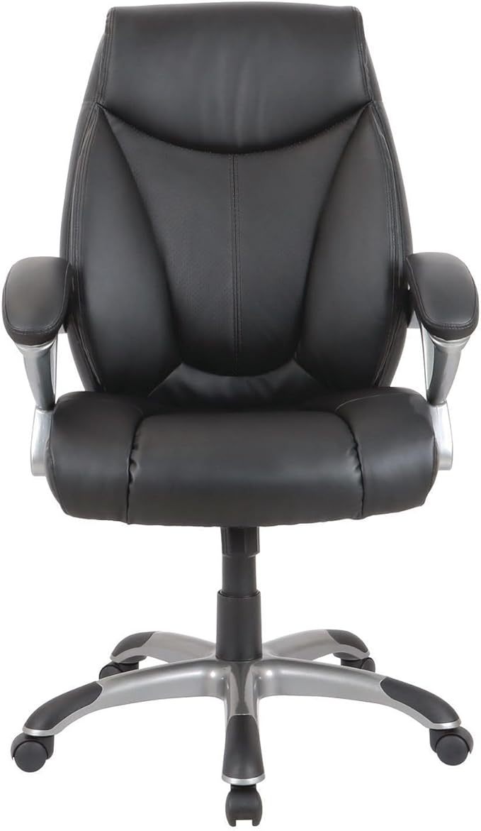 Alera Fulford High-Back Leather Office Chair, Ergonomic Computer Chair, Adjustable Height, Reclining Seat, Supports Up to 275 lb, Black