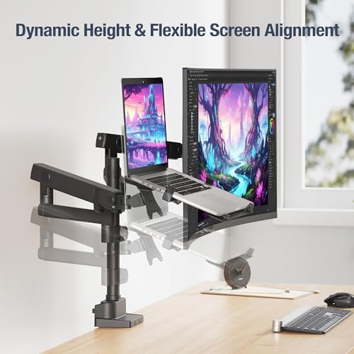 AVLT Laptop & Monitor Arm Pole Top Mount for 17-38" Screens - Black