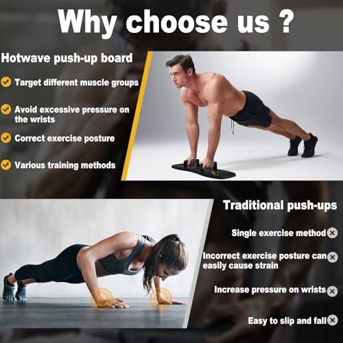 HOTWAVE Push Up Board, Portable Pushup Board for Men, Foldable Push Up Bar