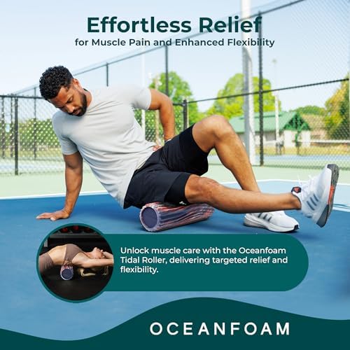 Oceanfoam Tidal Exercise Foam Roller (Red, Dark Navy & Natural Marbled)