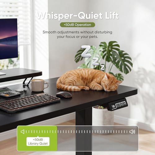 Furmax Electric Standing Desk, 47 x 24 Inches Sit Stand up Desk, Sit Stand Height Adjustable Home Office Desk with Monitor Stand (Black, 47)