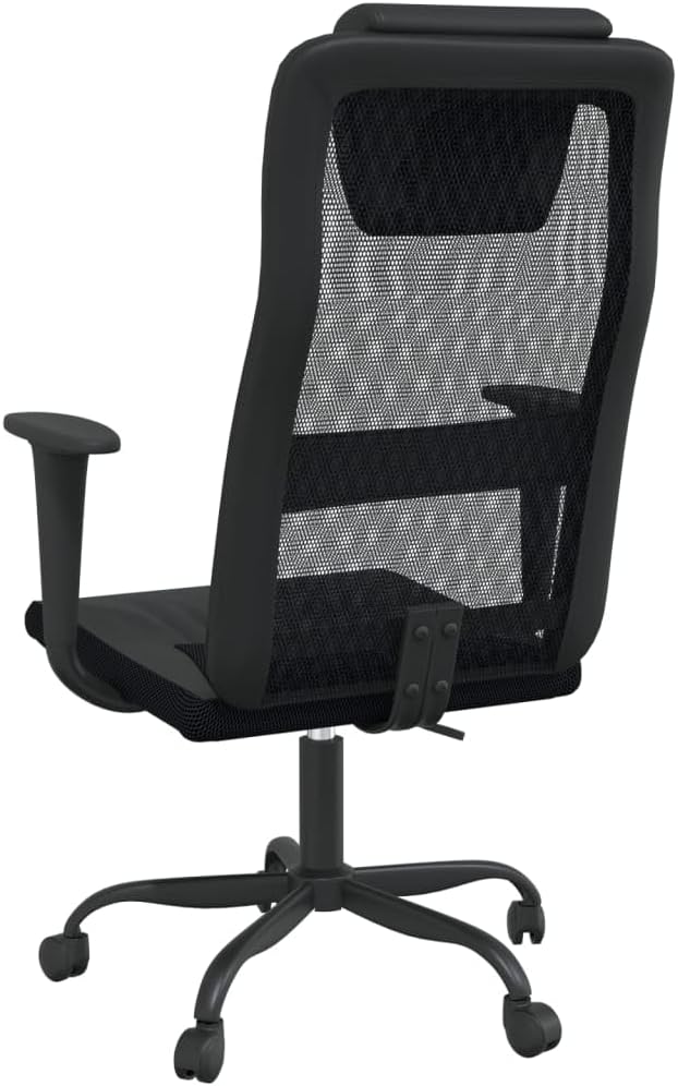 Ergonomic Office Chair with Breathable Mesh Fabric and Faux Leather, Height Adjustable Swivel Seat, Sturdy Five-Legged Base, Professional Black Design for Home and Workspace