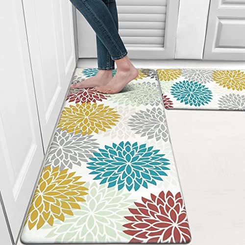 HEBE Anti Fatigue Kitchen Rugs Set of 2, Cushioned Kitchen Mats for Floor