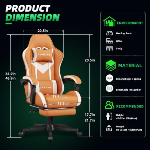 Gaming Chair Ergonomic Gamer Computer Office Chair,Footrest Lumbar Support