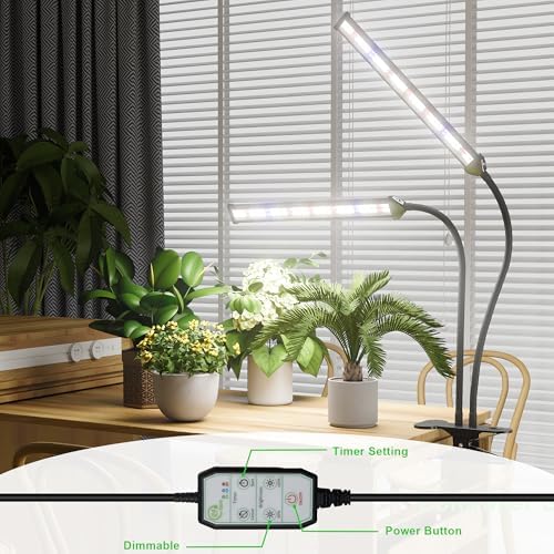 GooingTop LED Grow Light,White Full Spectrum Clip Plant Growing Lamp