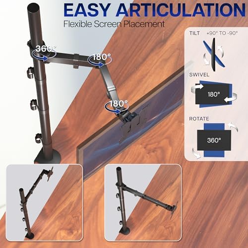 VIVO Extra Tall Single Monitor Desk Mount, 39 inch Pole VESA Stand for 13 to 32 inch Screens and up to 38 inch Ultrawides, Holds 22 lbs, Black, STAND-V011