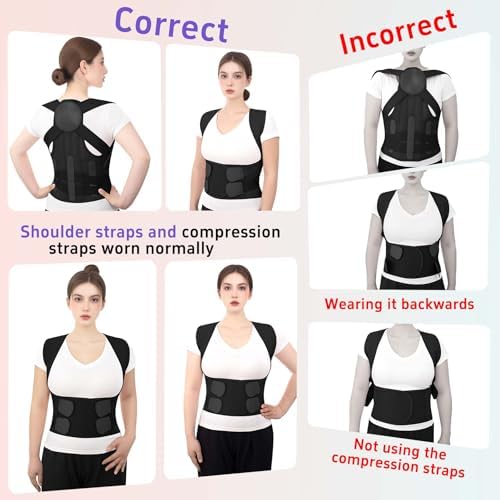 Back Brace Posture Corrector for Women and Men Upgraded Dynamic Traction Correction System Adjustable Shoulder Support Straightener Helps Reduce Upper Lower Back Pain Suitable for Hump Scoliosis Black Large