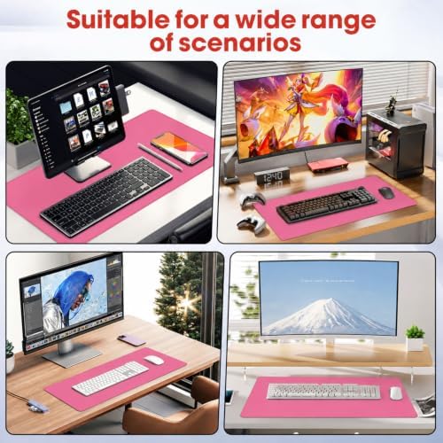 31.5" x 15.7" Waterproof Fabric Gaming Mouse Pad, Rubber Anti-Slip,Rose Red