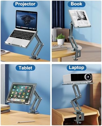 Laptop Stand Desk Mount, Aluminum Adjustable Laptop Arm with Tray
