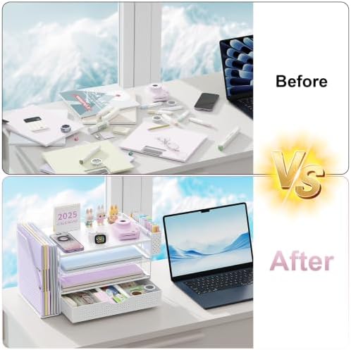 Wood Desk Organizers and Accessories with File Holder & Catalog Racks