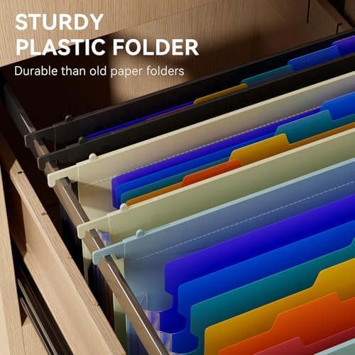 ThinkTex Plastic Expanding Hanging File Folders, 7 * 1.2" Accordion Pockets