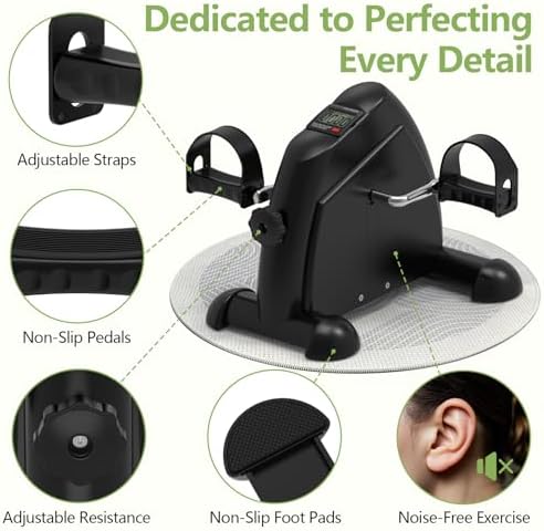 FITKS360 Under Desk Elliptical & Mini Exercise Bike - Seated Electric Leg Exerciser Under Table Oval Electric - Seniors Sit Exerciser Fully Assembled Pedal