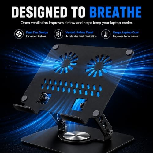 Adjustable Laptop Stand, Computer Stand with 360 Rotating Base