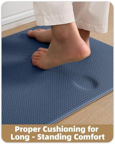 Color&Geometry Kitchen Mat for Floor 17x29+17x59 Anti Fatigue 2PCs, Blue