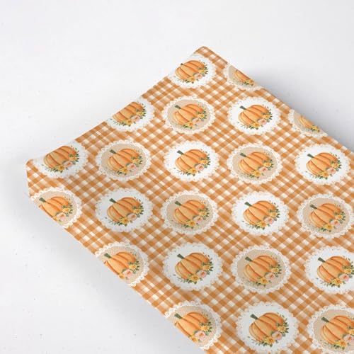 Watercolor Fall Pumpkin Flowers Floral Checkered Autumn Pattern Baby Changing Pad Cover,Unisex Pumpkin Nursery Diaper Changing Table Pad Mat Sheet for Boys Girls-16x32