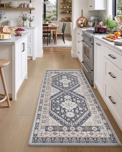 DEXI Kitchen Floor Mats Cushioned Anti Fatigue Runner Rug 24x59 White Grey