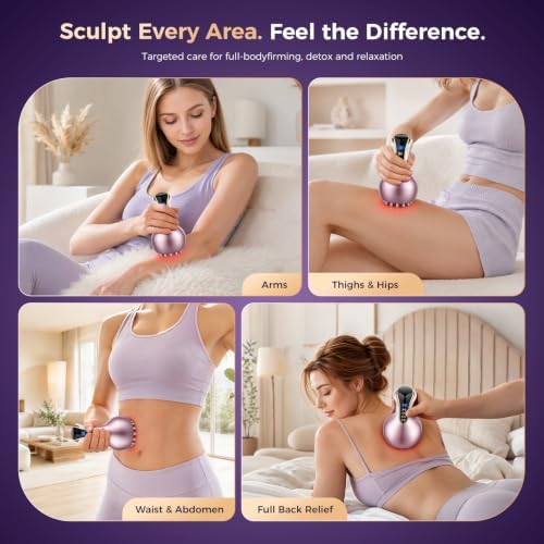 Lymphatic Drainage Massager & Anti Cellulite Massage Tool,Helps Reduce Stretch Marks & Cellulite，for Belly, Arms & Legs,Body Sculpting Machine with Microcurrent, Light, Heat & Vibration
