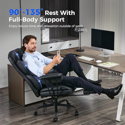 amseatec Big and Tall Office Chair, Reclining Executive Chair with Footrest
