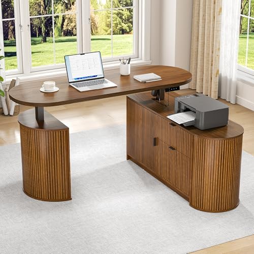 Electric L Shaped Standing Desk, Corner Sit Stand Up Desk, Executive Desk