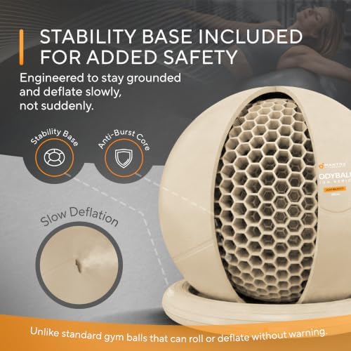 Yoga Ball Chair for Office Desk with Base - Ergonomic Balance & Stability Exercise Ball Seat for Adults - Active Sitting for Posture, Core & Back Pain Relief, Home Gym, Therapy, Pump