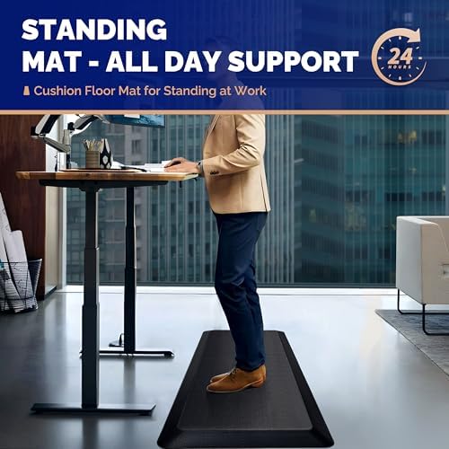 FEATOL Anti Fatigue Mat for Standing Desk & Kitchen Floor, 9/10 Extra Thick