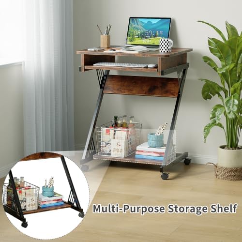 ALISENED Computer Desk for Small Spaces Compact Desk with Keyboard Tray