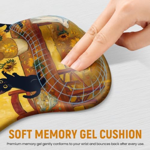 Ergonomic Mouse Pad with Wrist Rest, Gel Wrist Support, Sunflower