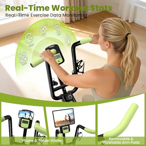 Foldable Exercise Bike, 8-Level Magnetic Stationary Bike for Home Gym
