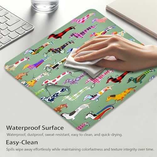 Abstract Seamless Floral Dachshund Dog Design Mouse Pad, Durable Desk Mat