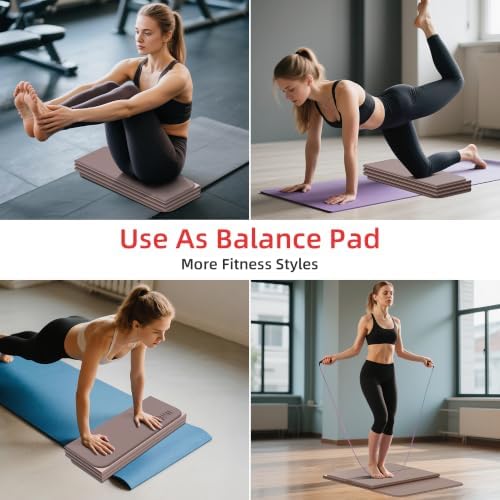 Foldable Yoga Excercise Mat 71"L x 24"W, Odourless Light Weight POE Mat For Home Fitness and Gym Workouts, 1/4 inch Non-slip design for All Types of Yoga Pilates