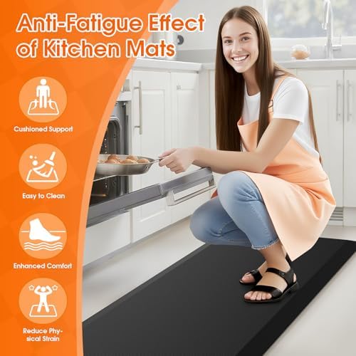 TranquilRelax 17.3''x60'' Large Kitchen Mat Rug, Comfort Mat for Floor, Non-Slip, Waterproof & Stain Resistant & Easy Clean, Standing Desk Mat for Kitchen, Sink, Office